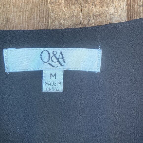 Q&A V-neck Wrap Ruched Clip Textured- Swiss Dot Mini Ruffle Dress in Black - Picture 5 of 11